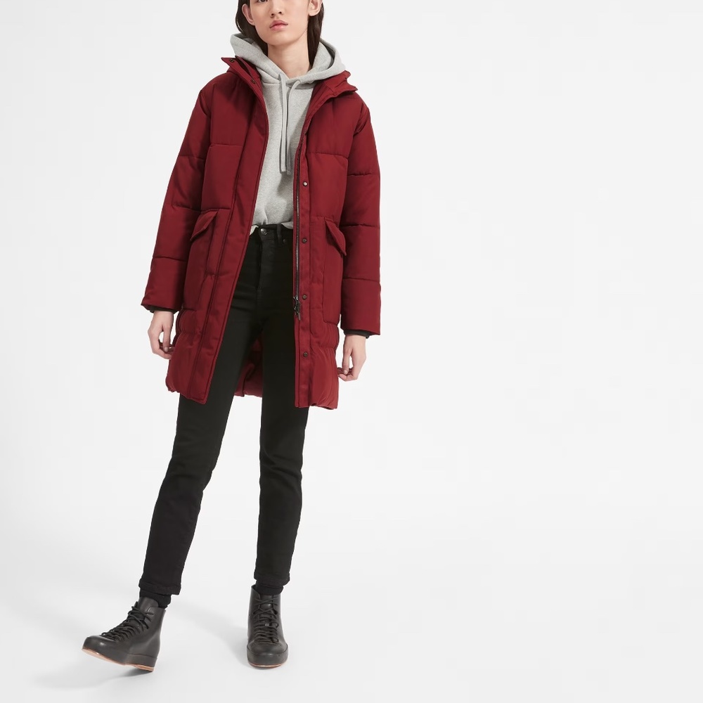 Everlane ReNew Long Puffer Brick color size M